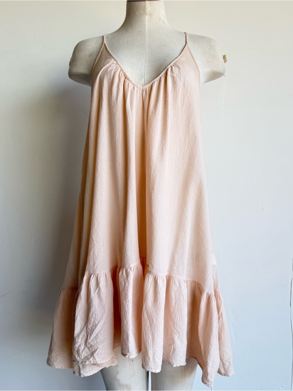 9Seed Cover up Dress one size Beige Sleeveless ruffle open back knee length